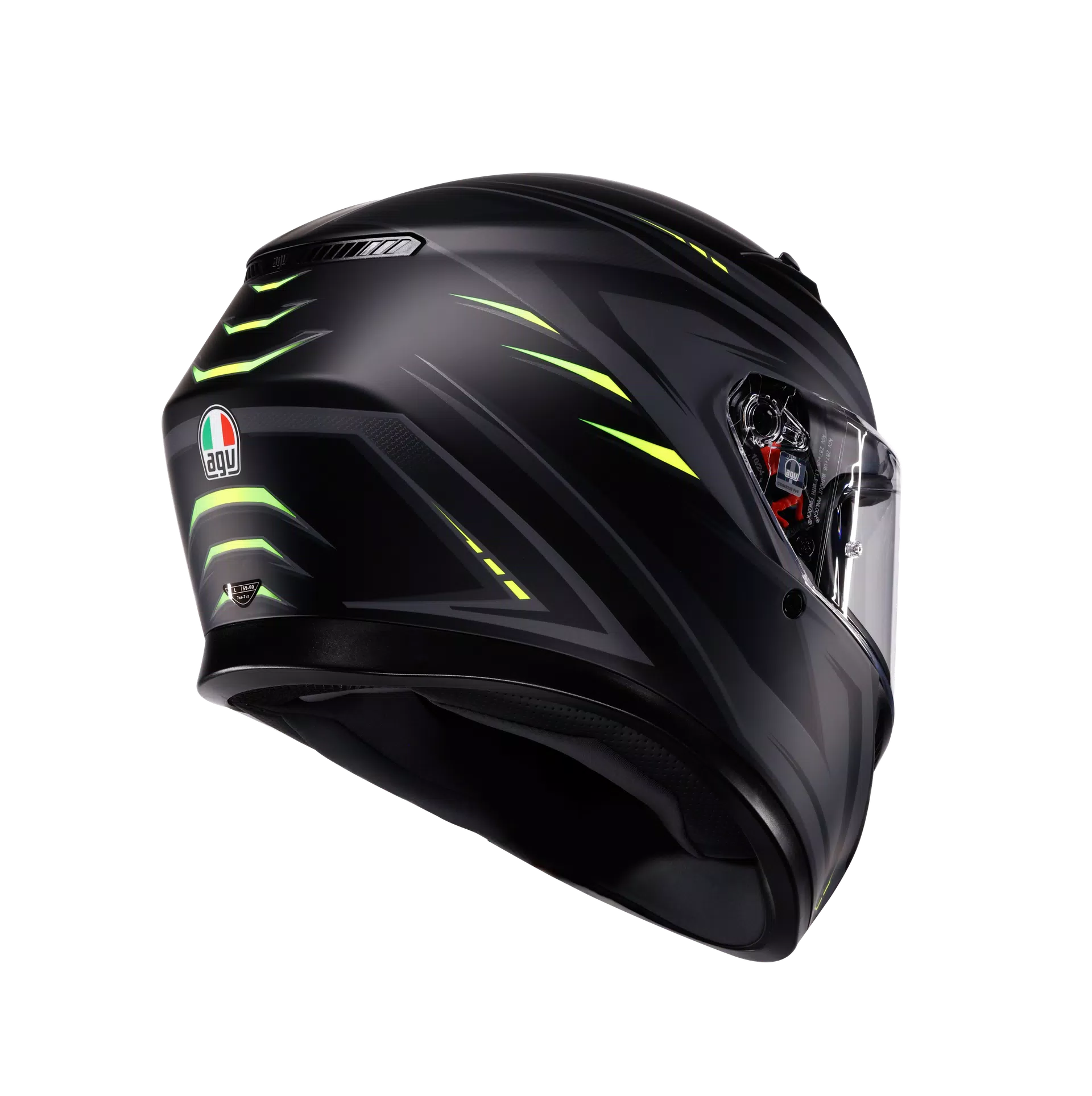 K3 SYTH MATT BLACK/YELLOW FLUO - MOTORBIKE FULL FACE HELMET E2206