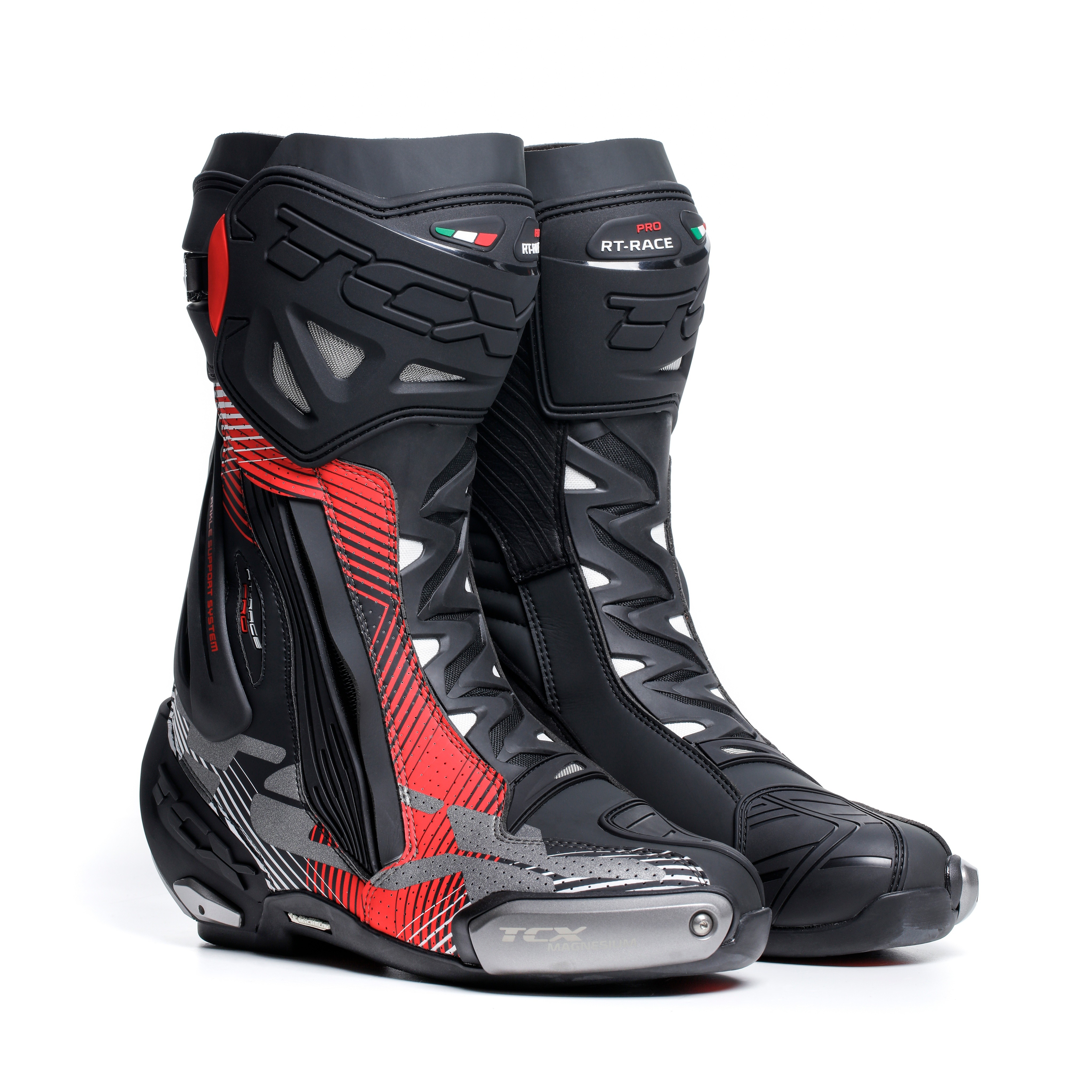 TR TR Boots 5 ブラック/レッド RT-RACE PRO AIR MEN'S MOTORCYCLE RACING BOOTS - BLACK/RED/WHITE | TCX