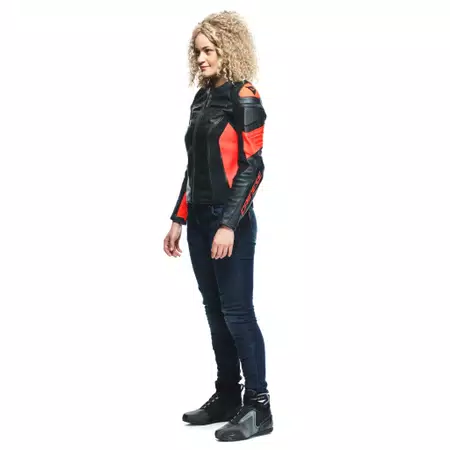 RACING 4 - WOMEN'S MOTORCYCLE LEATHER JACKET - BLACK/FLUO-RED - 4