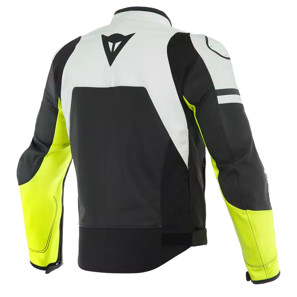 AGILE LEATHER JACKET - BLACK-MATT/WHITE/FLUO-YELLOW - 12