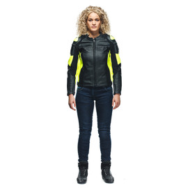 RACING 4 LADY LEATHER JACKET BLACK/FLUO-YELLOW- Giacche donna