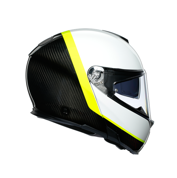 sportmodular-ray-carbon-white-yellow-fluo-casco-moto-modulare-e2205 image number 4