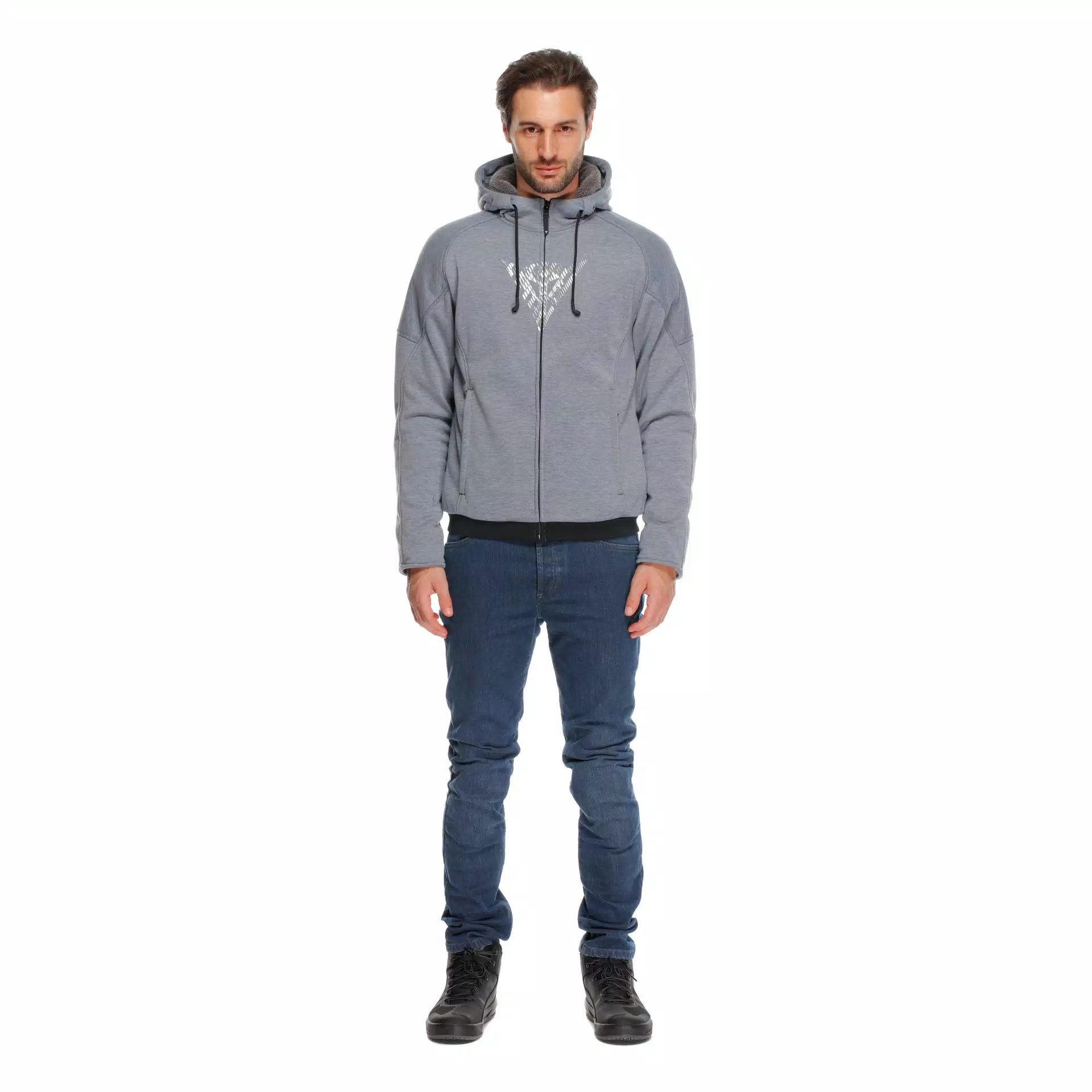 DAINESE ジップアップパーカー Lサイズ グレー/ネイビー BOVISA - MOTORCYCLE HOODIE FULL-ZIP | GREY-MELANGE/BLACK | Dainese
