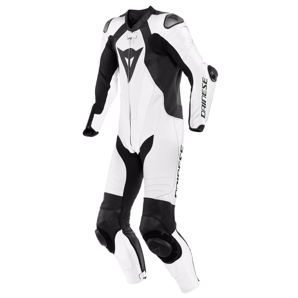 LAGUNA SECA 5 MEN S 1 PIECE MOTORCYCLE PERFORATED LEATHER SUIT WHITE BLACK Dainese