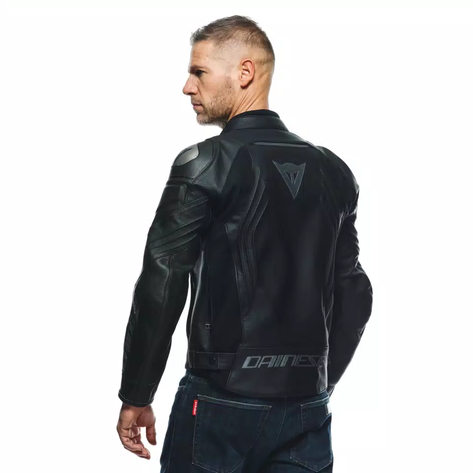 ESSENTIAL RACING LEATHER PERF. JACKET - BLACK/ANTHRACITE - 6