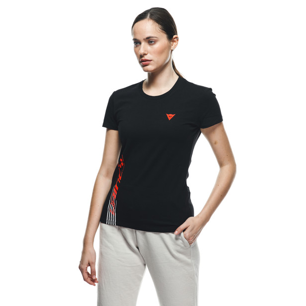 dainese-logo-t-shirt-donna-black-fluo-red image number 5