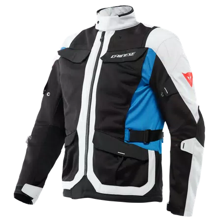 DESERT TEX - MEN'S TOURING SUMMER MOTORCYCLE JACKET IN FABRIC - GLACIER-GRAY/BLACK/PERFORMANCE-BLUE - 1