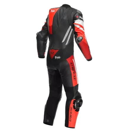 MISANO 3 D-AIR® - MEN'S 1-PIECE MOTORCYCLE PERFORATED LEATHER SUIT WITH AIRBAG - BLACK/RED/FLUO-RED - 2