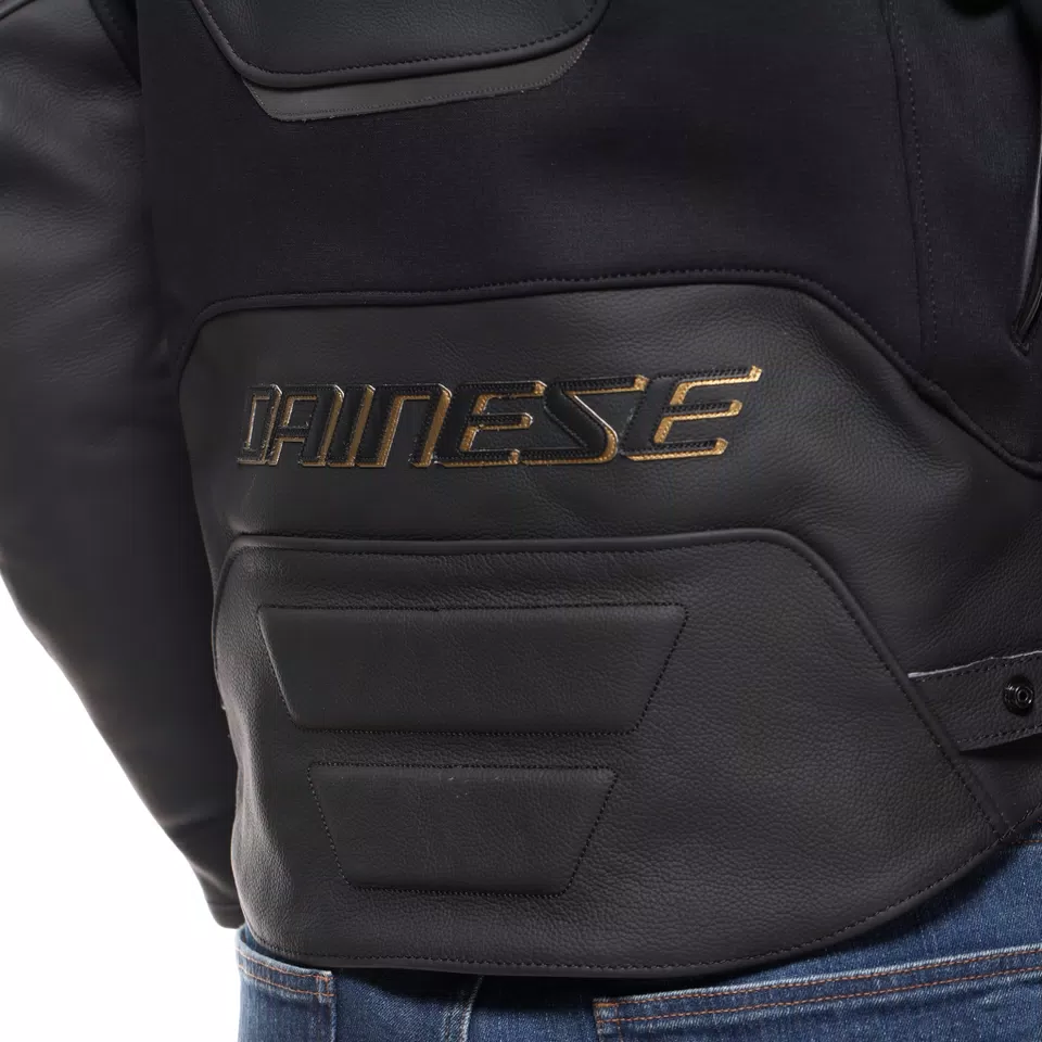 RACING 5 - MEN LEATHER MOTORCYCLE JACKET - BLACK/GOLD - 8