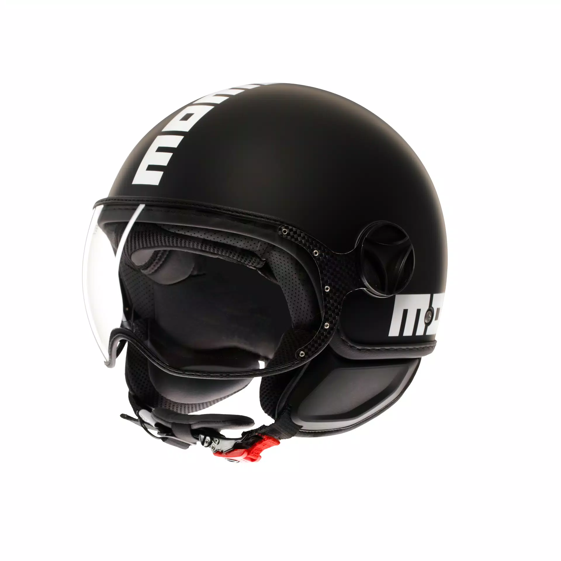 MOMODESIGN FGTR CLASSIC MATT BLACK / WHITE - JET HELMET WITH VISOR E2206