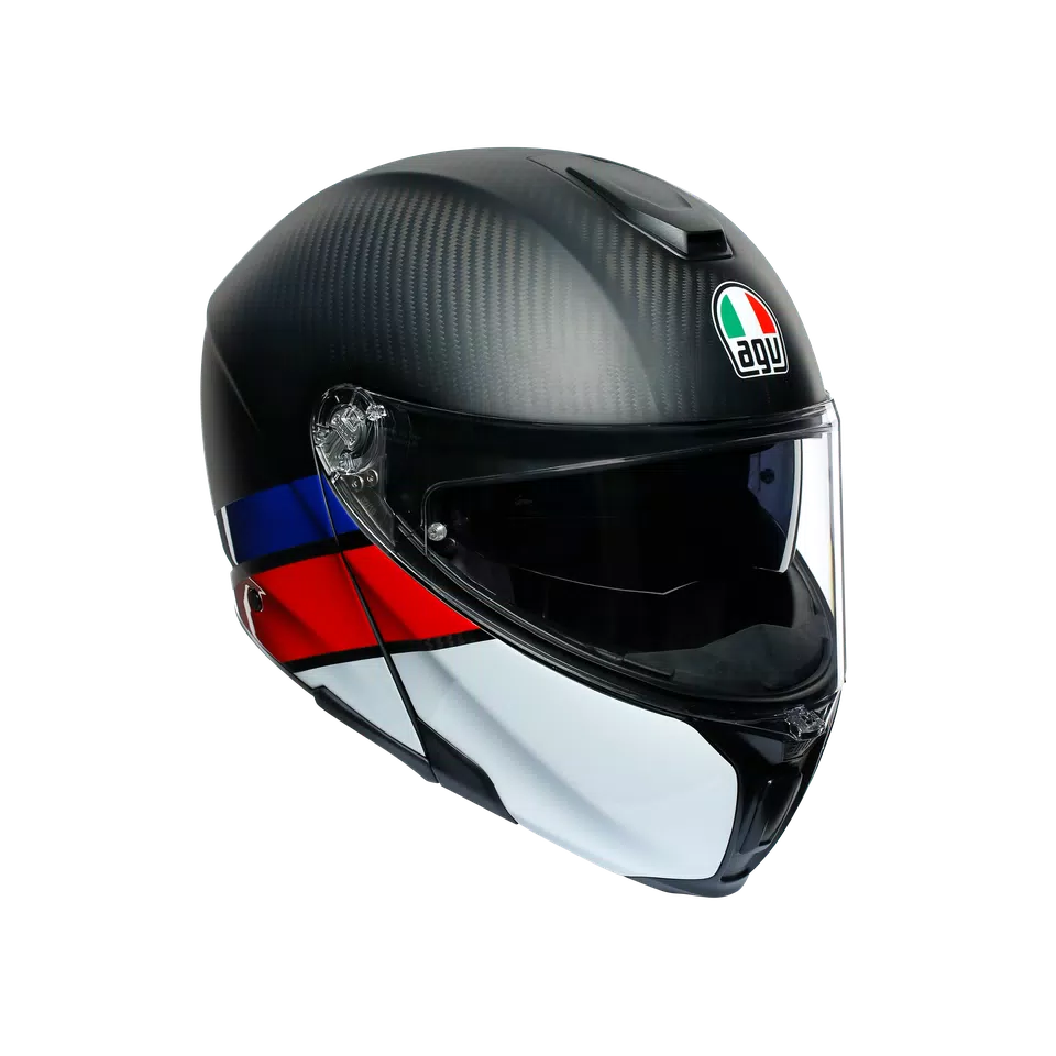SPORTMODULAR LAYER CARBON/RED/BLUE -  MOTORBIKE FLIP UP HELMET E2205 -  - 1