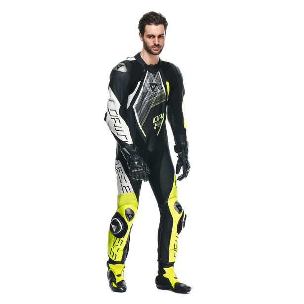 audax-d-zip-1pc-perf-leather-suit-black-yellow-fluo-white image number 5