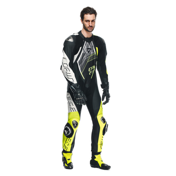 audax-d-zip-tuta-moto-intera-in-pelle-perforata-uomo-black-yellow-fluo-white image number 5