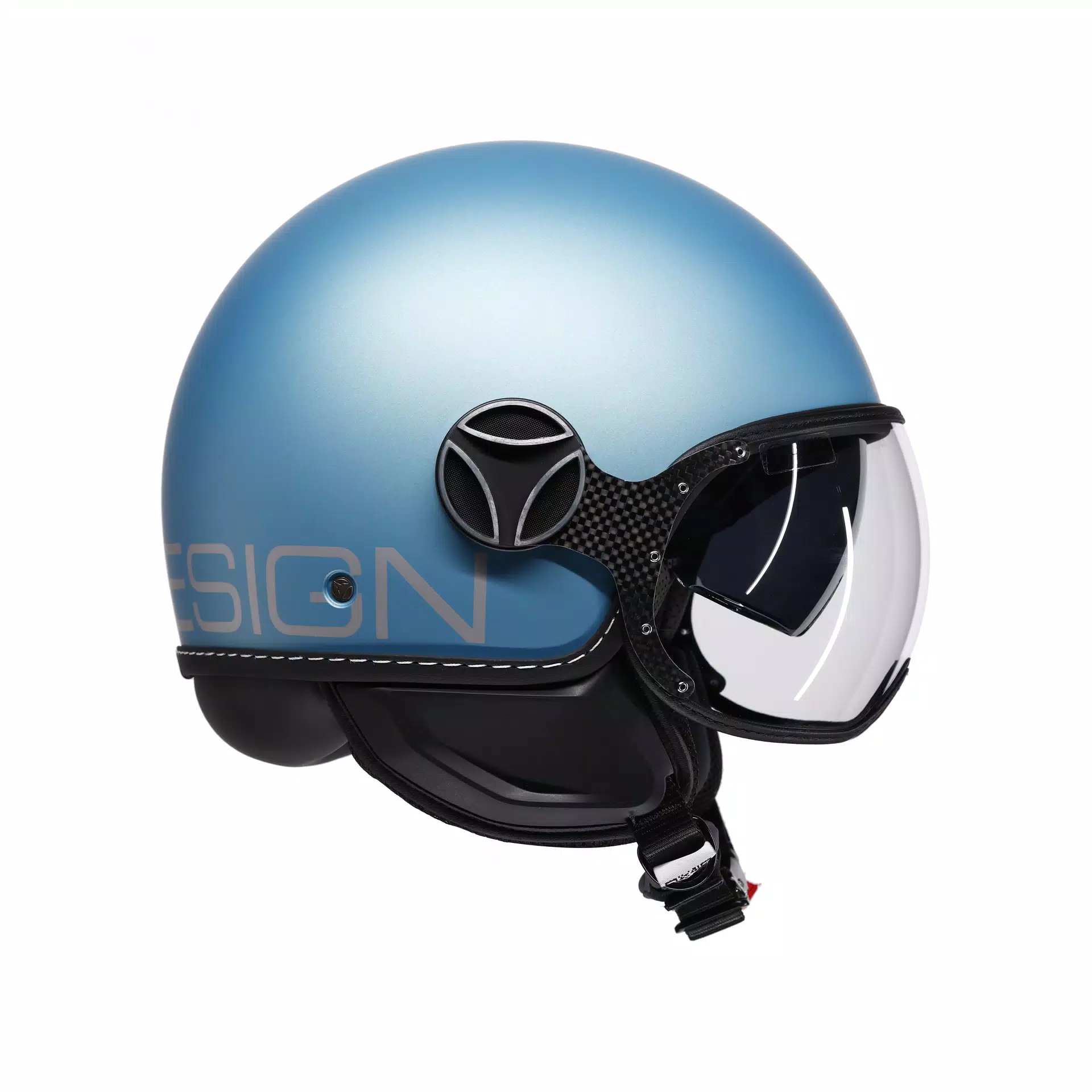 MOMODESIGN FGTR EVO - JET HELMET WITH DUAL VISOR E2206 - MONO MATT SPRING BLUE/SILVER