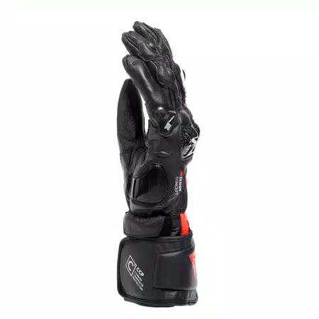 CARBON 4 - MEN'S MOTORCYCLE LONG LEATHER GLOVES - BLACK/FLUO-RED/WHITE - 4