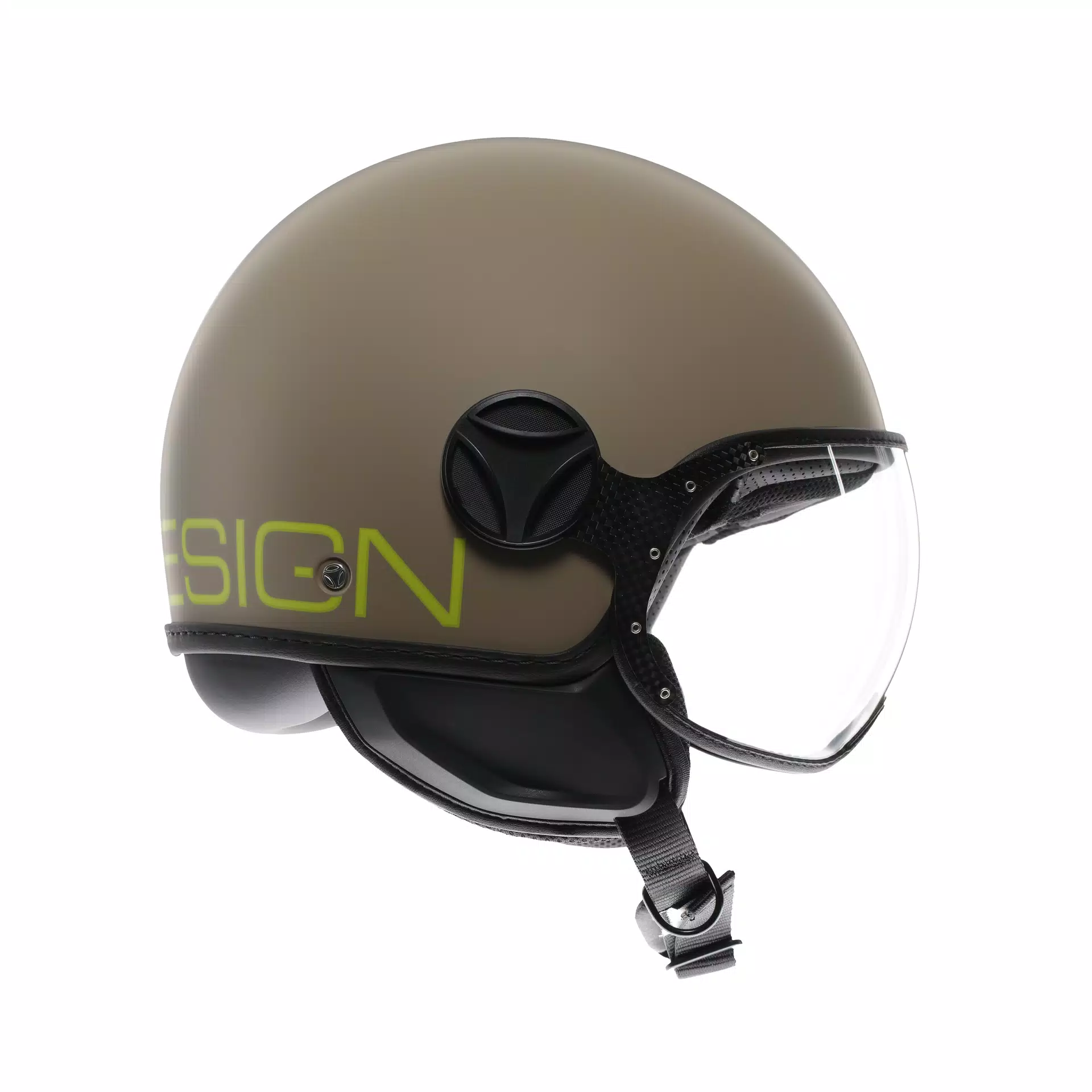 MOMODESIGN FGTR CLASSIC MAT SABLE / CITRON - CASQUE JET AVEC VISI&Egrave;RE E2206