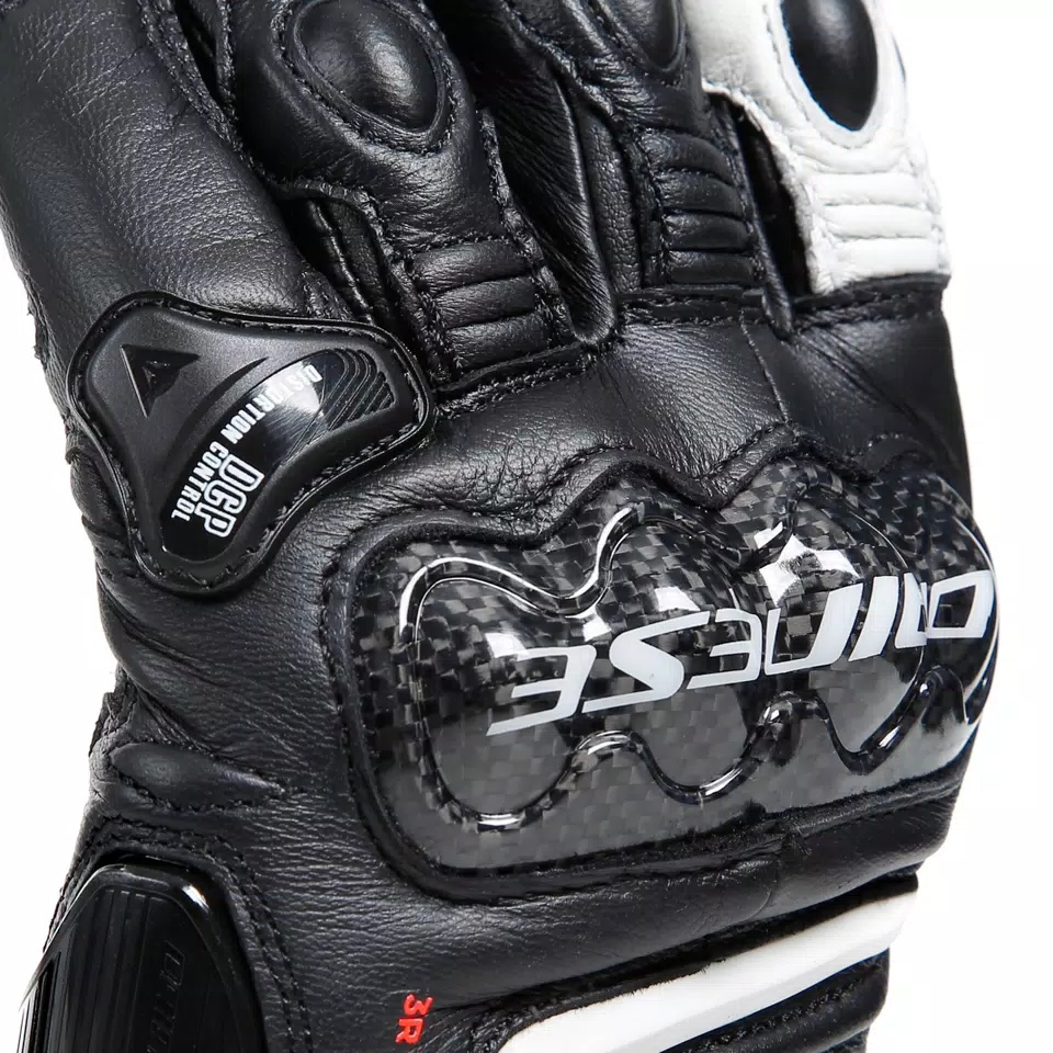 CARBON 4 - WOMEN'S MOTORCYCLE LONG LEATHER GLOVES - BLACK/BLACK/WHITE - 10