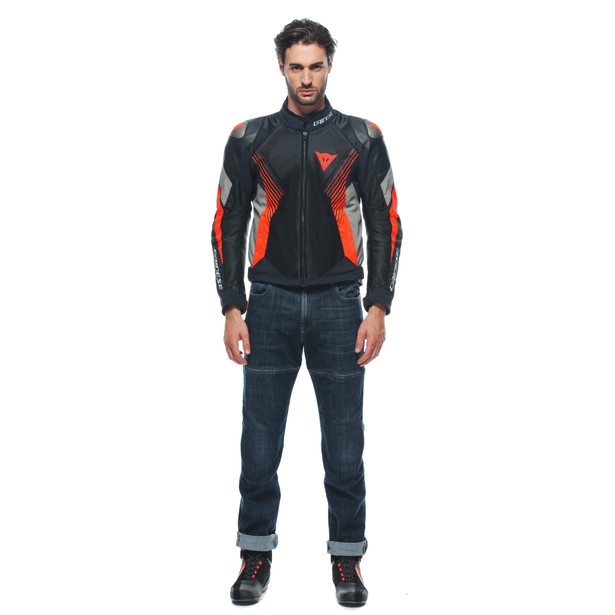 super-rider-2-absoluteshell-giacca-moto-impermeabile-uomo-black-dark-gull-gray-fluo-red image number 2