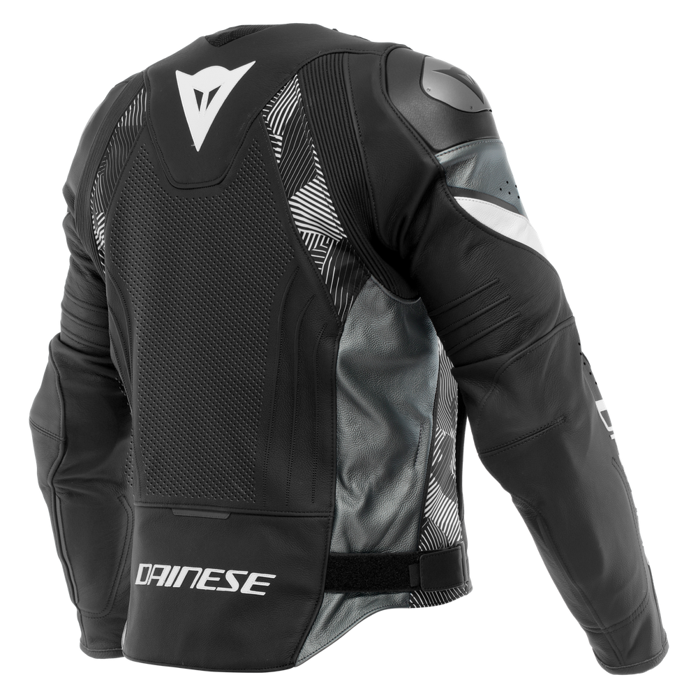 avro-5-chaqueta-de-moto-de-cuero-perforado-hombre-black-white-anthracite image number 1