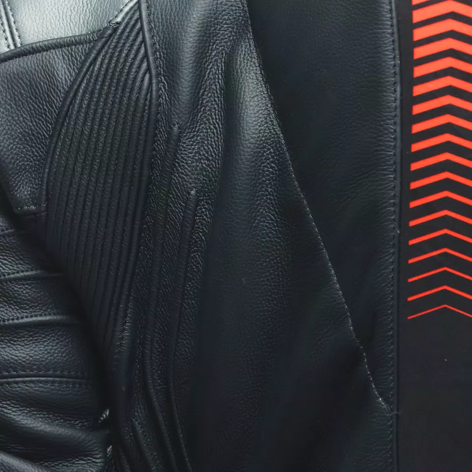 LAGUNA SECA 5 - MEN'S 2-PIECE MOTORCYCLE LEATHER SUIT - BLACK/ANTHRACITE/RED-FLUO - 12