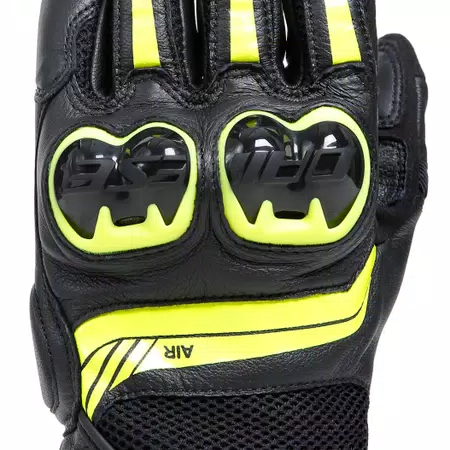 MIG 3 - UNISEX MOTORCYCLE LEATHER GLOVES - BLACK/FLUO-YELLOW - 5