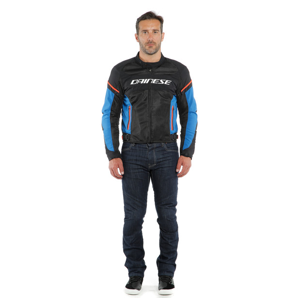air-frame-d1-giacca-moto-in-tessuto-uomo-black-light-blue-fluo-red image number 2