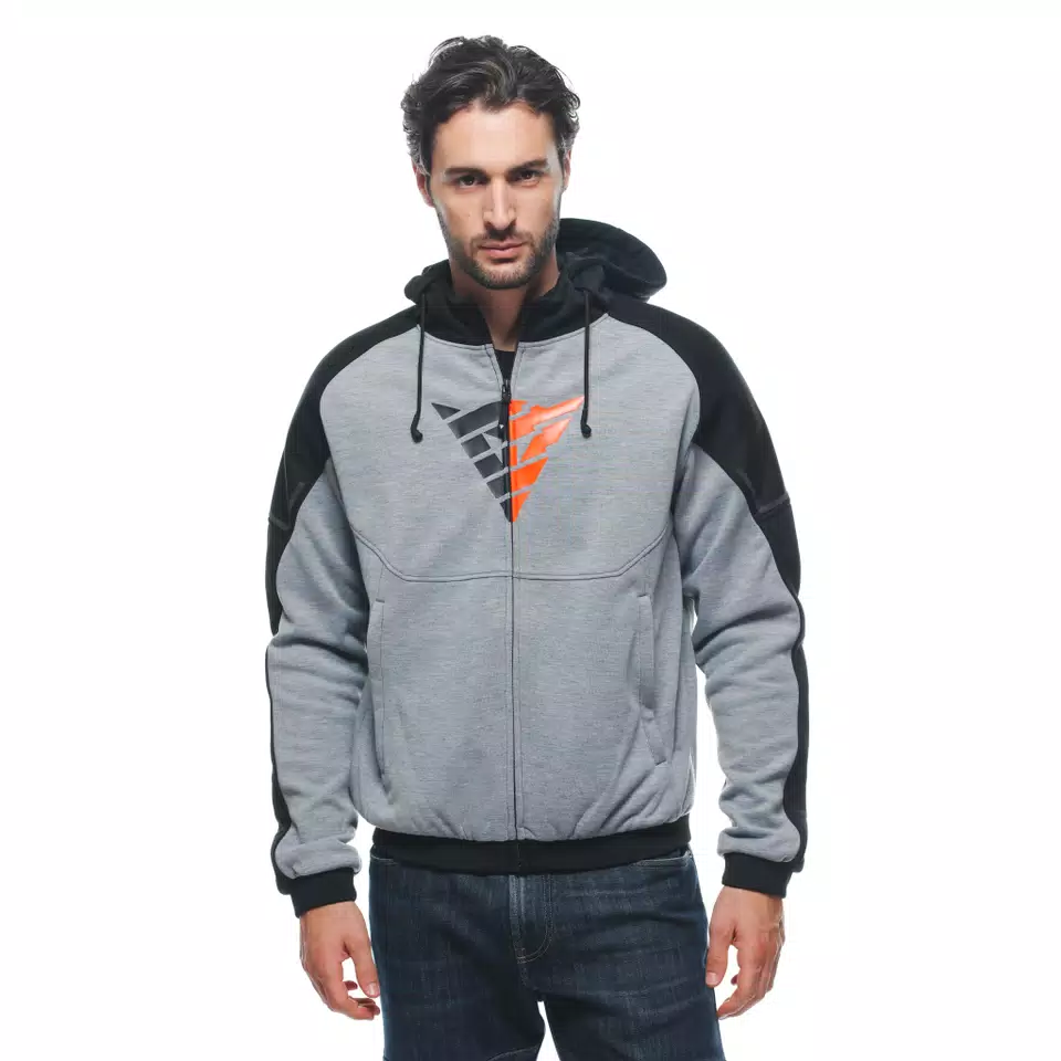 DAEMON-X SAFETY HOODIE - GIACCA MOTO IN TESSUTO UOMO - MELANGE-GRAY/BLACK/RED-FLUO - 6