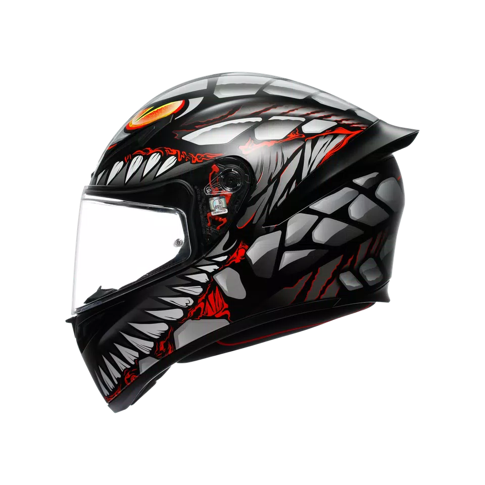 K1 S LYZARD MATT BLACK/GREY/RED - MOTORBIKE FULL FACE HELMET E2206 -  - 4