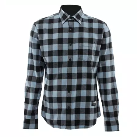 CAMICIA A QUADRI - 100% COTONE MORBIDO  - LIGHTBLUE/BLACK - 1