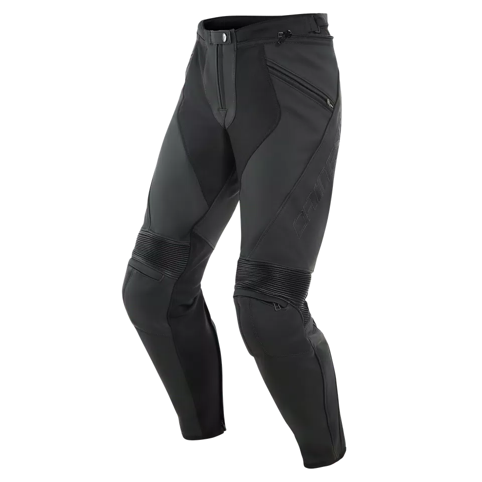 PONY 3 - MEN'S MOTORCYCLE LEATHER SHORT/TALL PANTS - BLACK-MATT - 1