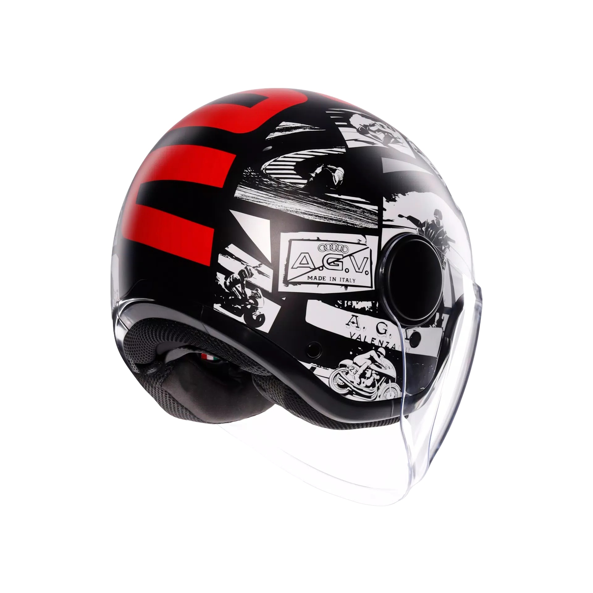 ETERES HISTORY MATT BLACK/WHITE/RED - MOTORRAD JET-HELM E2206