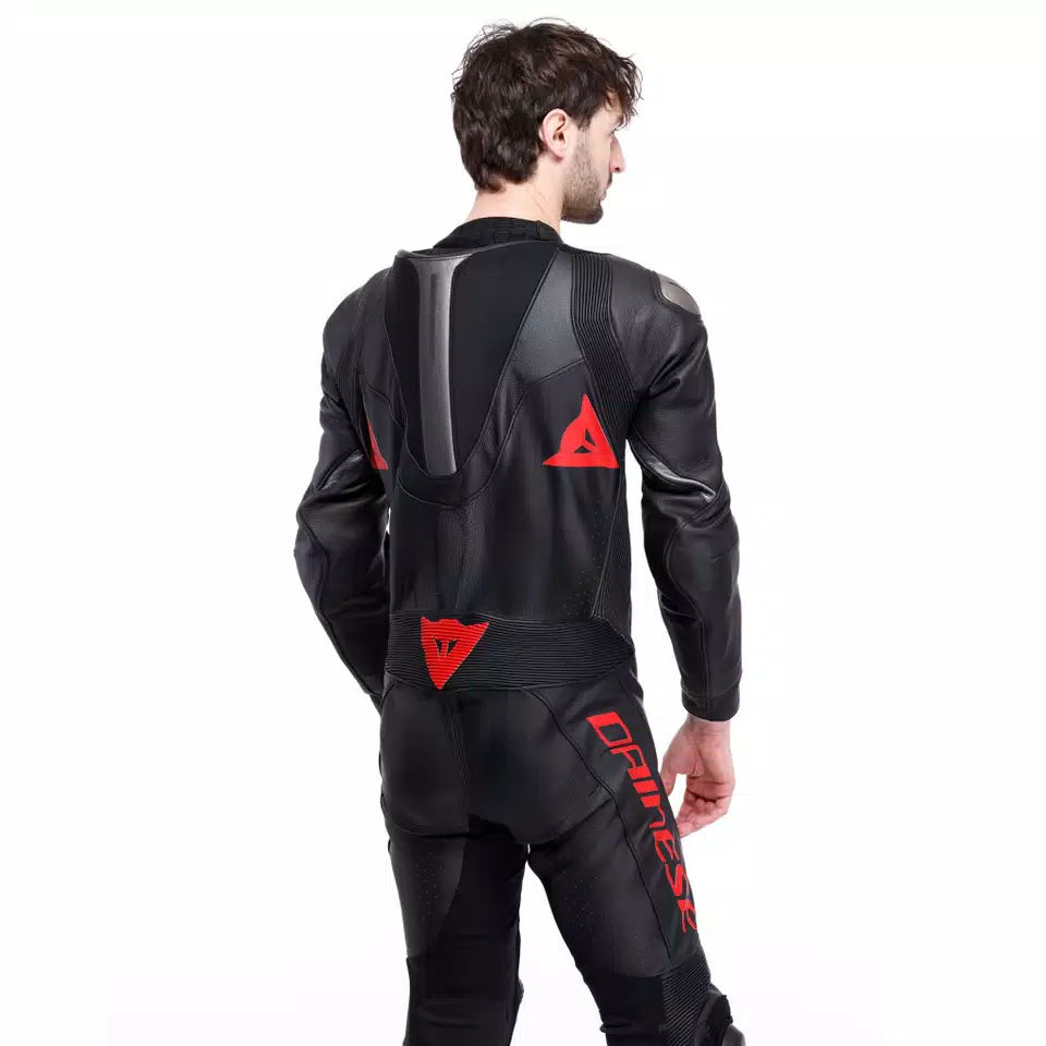 DEMON SPRINT - MONO DE MOTO DE UNA PIEZA EN PIEL PERFORADA HOMBRE - BLACK/BLACK/RED-LAVA - 4