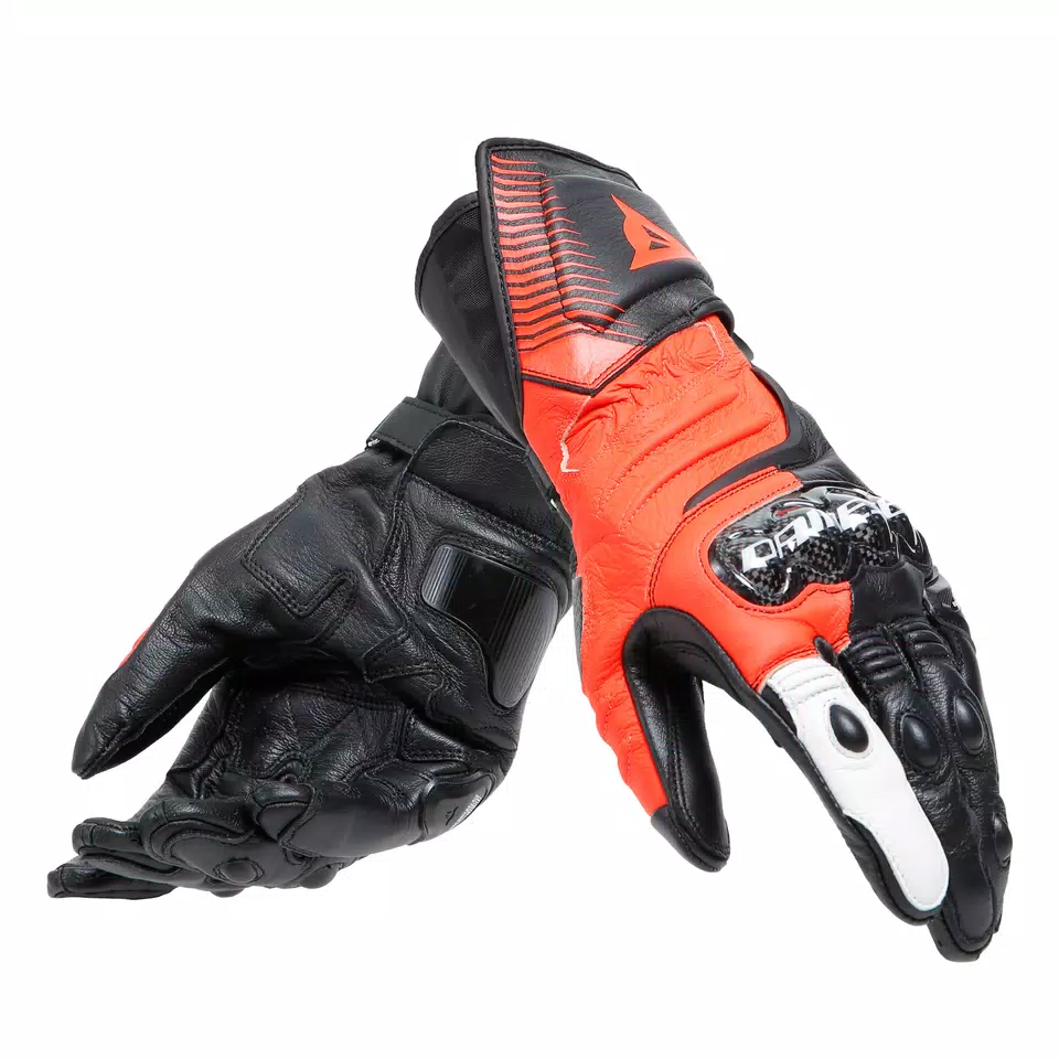 CARBON 4 LONG LEATHER GLOVES | BLACK/FLUO-RED/WHITE | Dainese