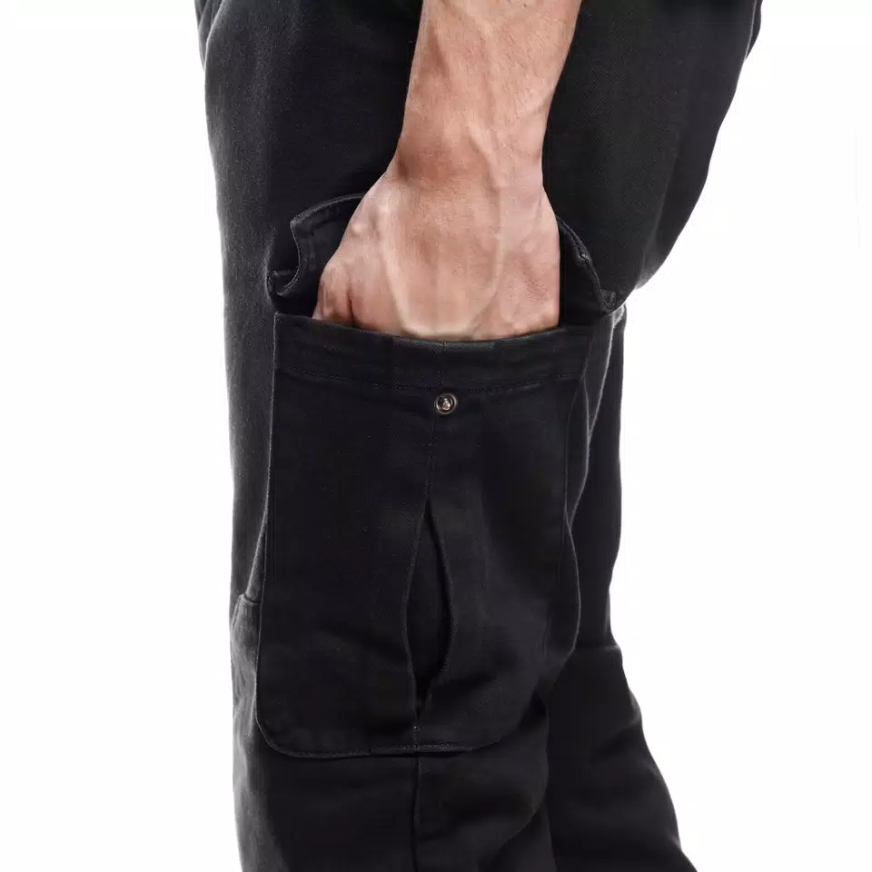 CARGO - MEN SLIM TAPERED MOTORCYCLE PANTS - BLACK - 5