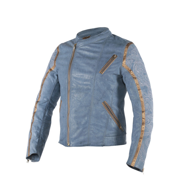 GONG YUN LEATHER JACKET DRAGON/QUING-BLUE/NOBLE-YELLOW- undefined