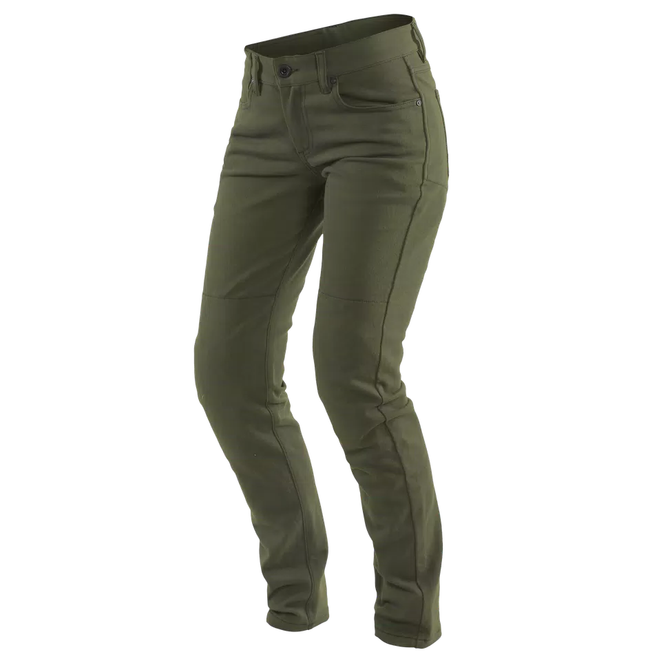 CLASSIC SLIM - WOMEN'S MOTORCYCLE PANTS IN FABRIC - OLIVE - 1