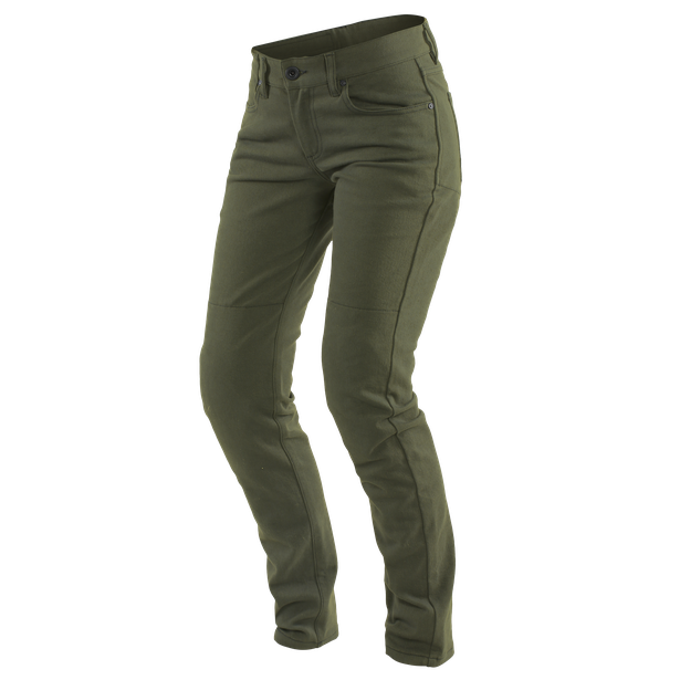 classic-slim-pantaloni-moto-in-tessuto-donna-olive image number 0