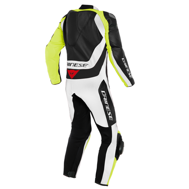 ASSEN 2 1 PC. PERF. LEATHER SUIT BLACK/WHITE/FLUO-YELLOW- One Piece Suits