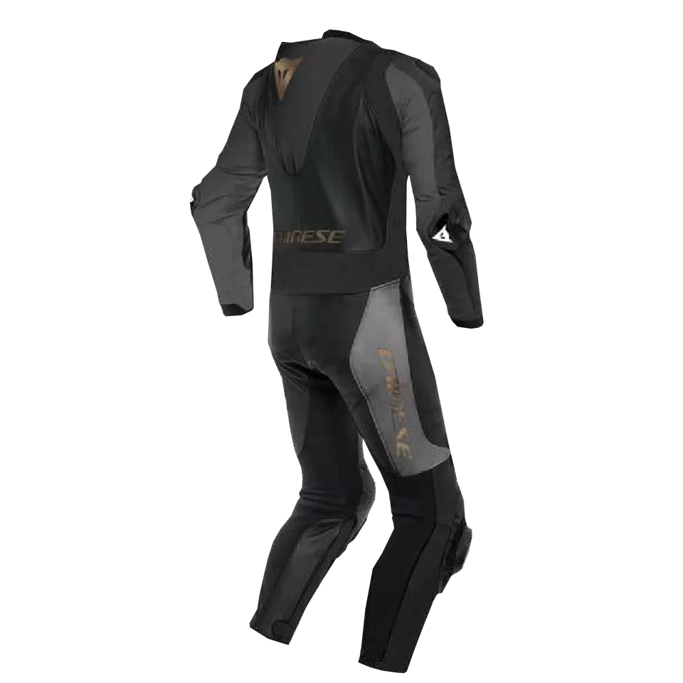 LAGUNA SECA 5 MEN S 1 PIECE MOTORCYCLE PERFORATED LEATHER SUIT BLACK ANTHRACITE TIBETAN PLATINUM Dainese