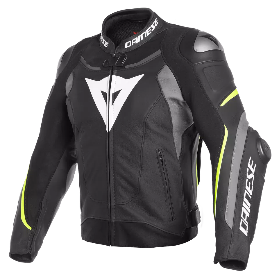 SUPER SPEED 3 LEATHER JACKET - BLACK/MATT-GRAY/FLUO-YELLOW - 1