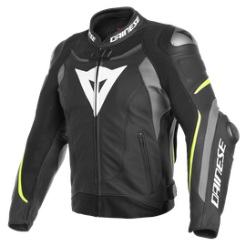 SUPER SPEED 3 LEATHER JACKET BLACK/MATT-GRAY/FLUO-YELLOW