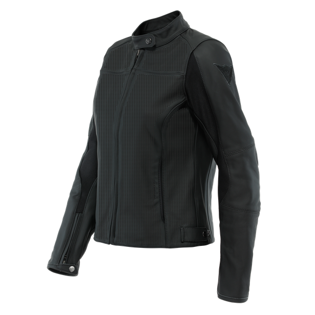 razon-2-giacca-moto-in-pelle-perforata-donna-black image number 0