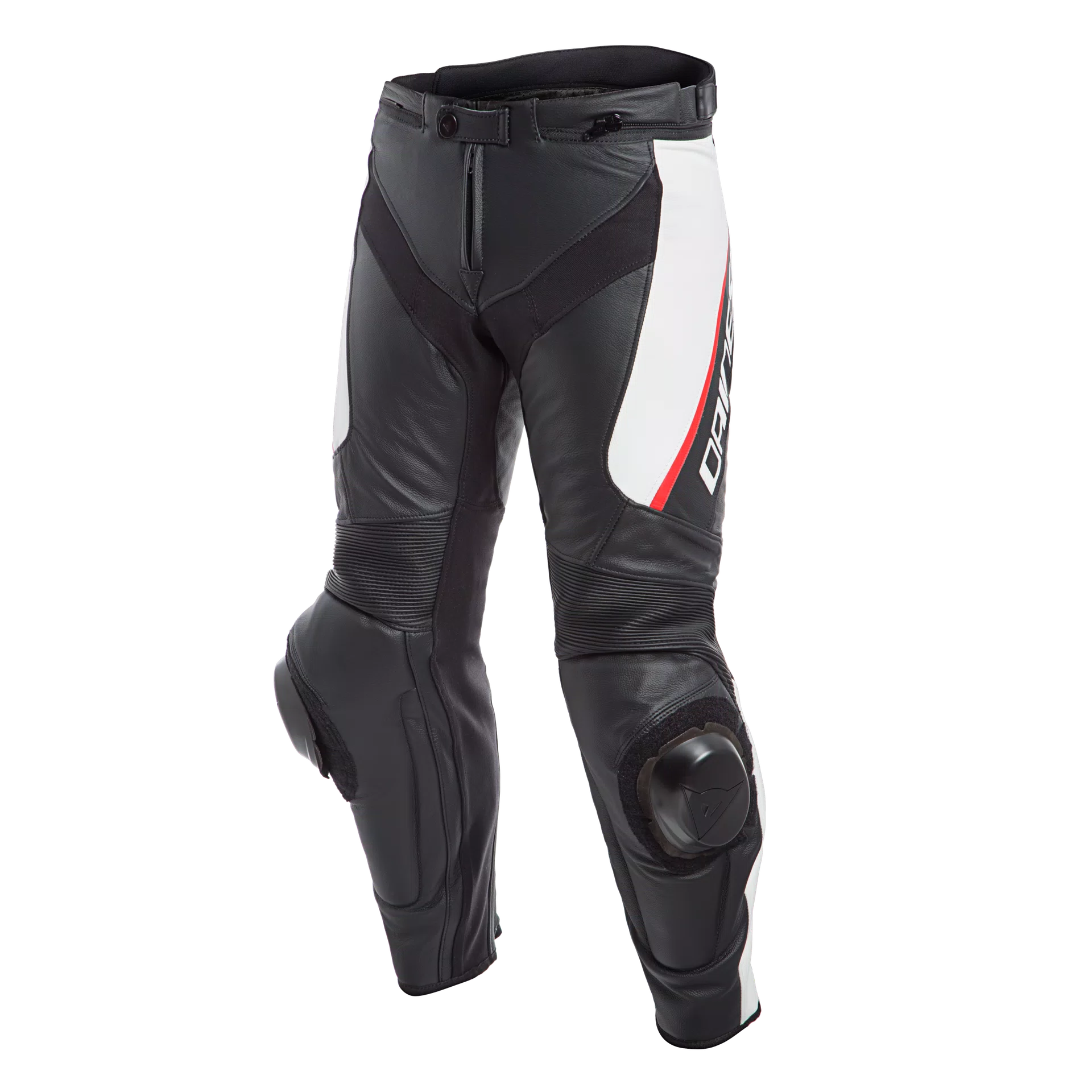 DELTA 3 - PANTALONI MOTO IN PELLE UOMO | BLACK/WHITE/RED | Dainese