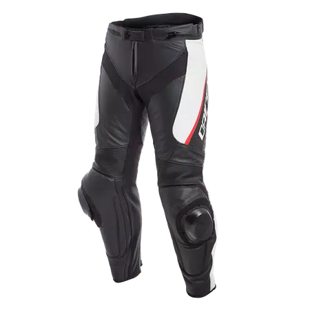 DELTA 3 - MEN'S MOTORCYCLE LEATHER PANTS - BLACK/WHITE/RED - 1