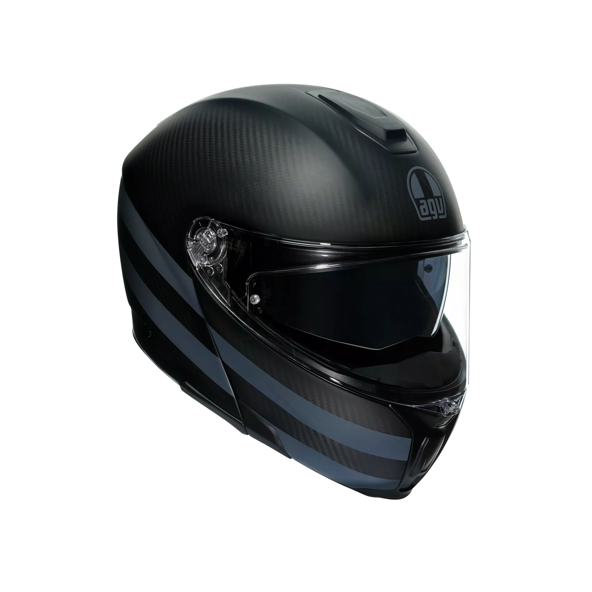 SPORTMODULAR DARK REFRACTIVE CARBON/BLACK - MOTORBIKE FLIP UP HELMET E2205