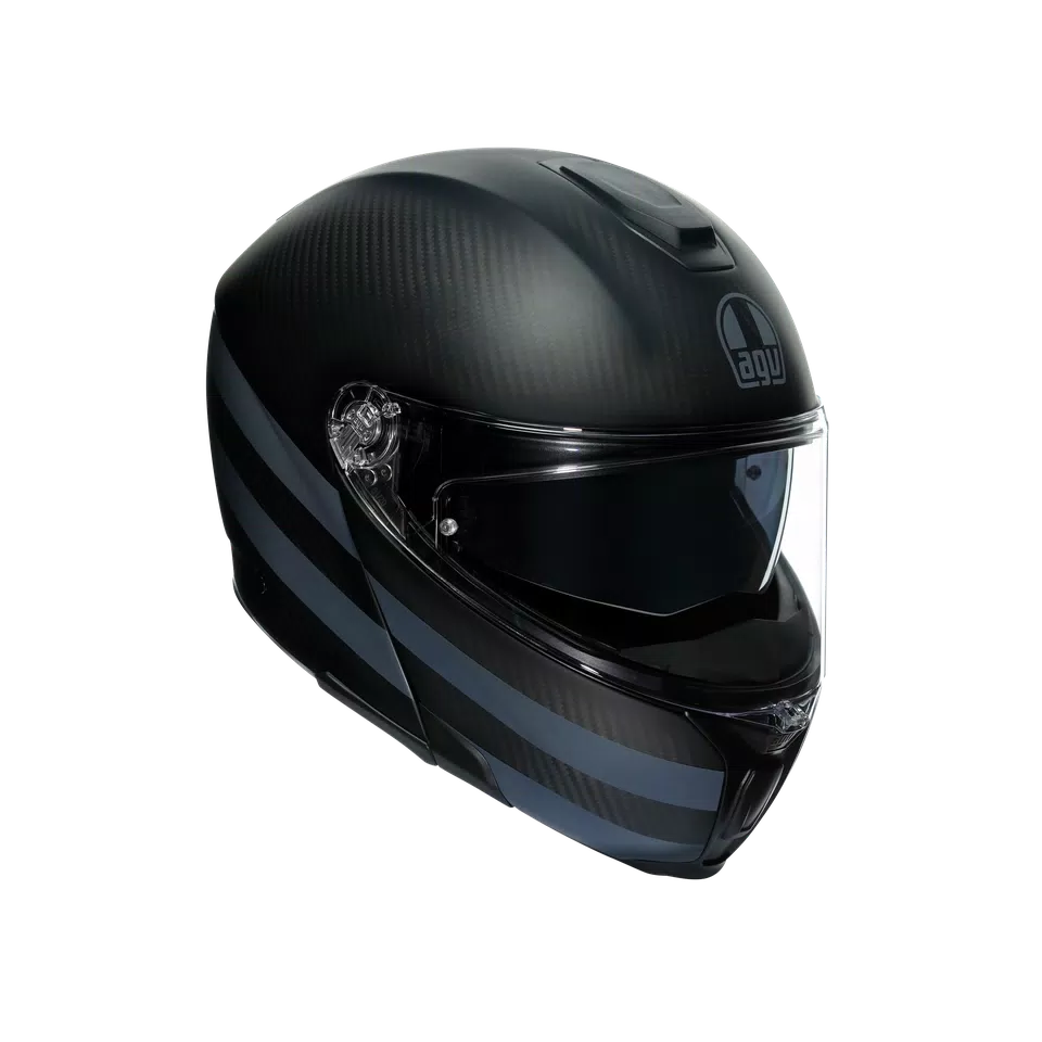 SPORTMODULAR DARK REFRACTIVE CARBON/BLACK - MOTORBIKE FLIP UP HELMET E2205 -  - 1