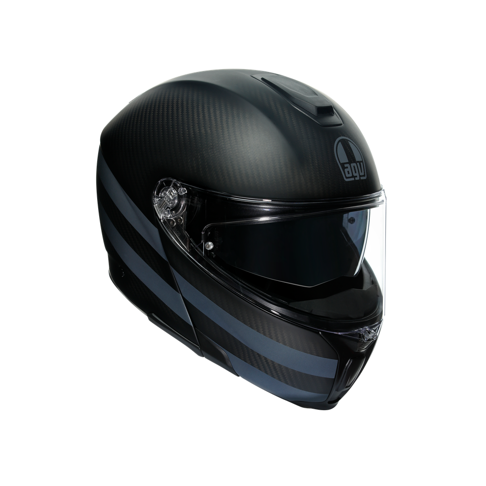 sportmodular-dark-refractive-carbon-black-motorbike-flip-up-helmet-e2205 image number 0