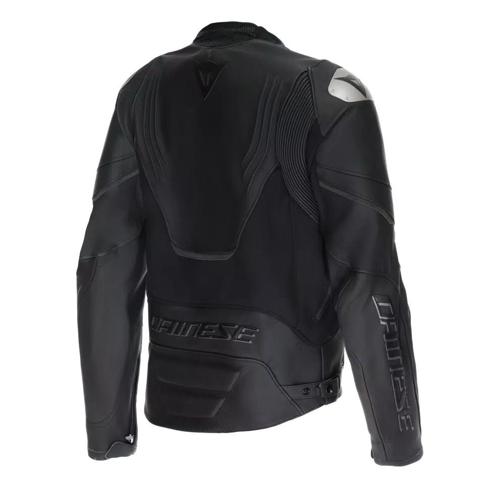 RACING 5 - MEN LEATHER MOTORCYCLE JACKET SHORT/TALL FIT (S/T) - BLACK/BLACK/BLACK - 2
