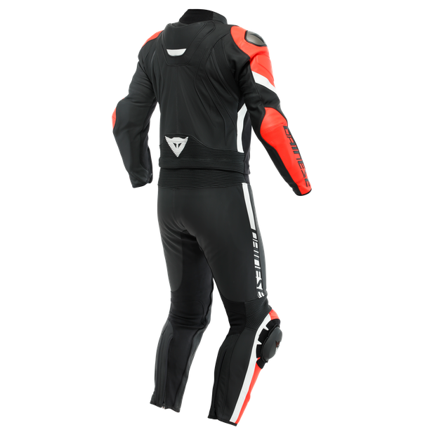 avro-4-leather-2pcs-suit-black-matt-fluo-red-white image number 1