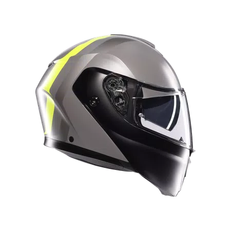 STREETMODULAR RESIA MATT GREY/BLACK/YEL FLUO - MOTORBIKE FLIP UP HELMET E2206 -  - 3